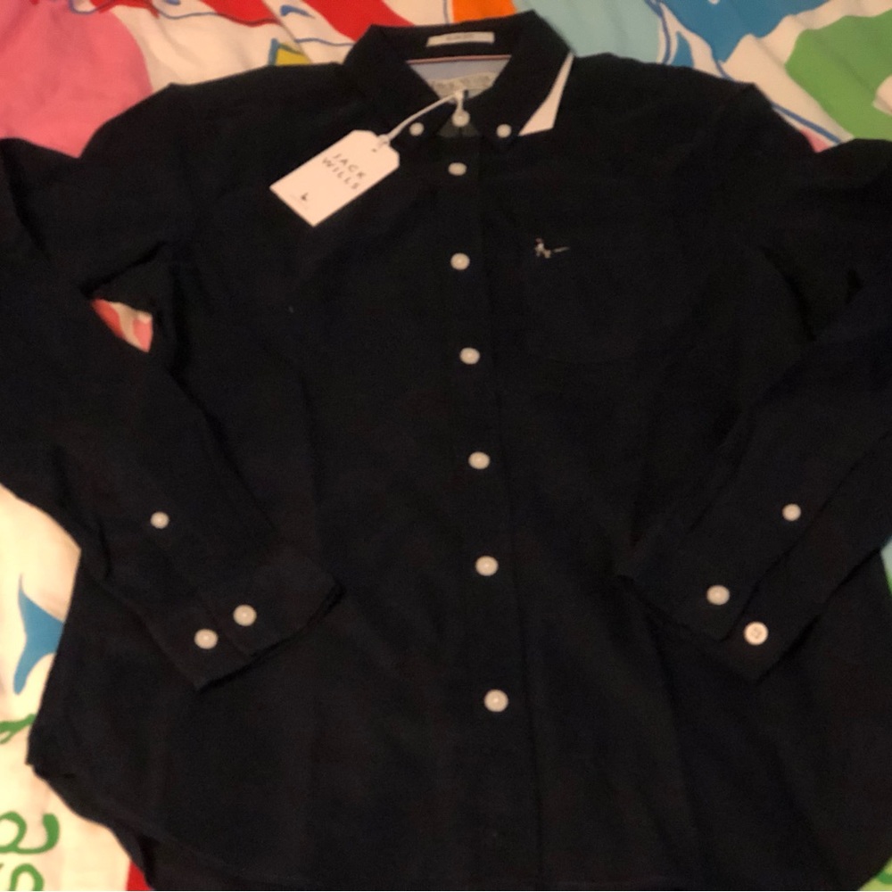 Jack Willis, slim fit Navy Button-Up Oxford Shirt